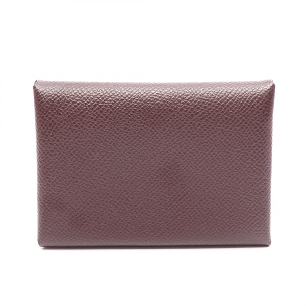 HERMES Calvi Duo coin purse wallet Epsom leather  Rouge sellier Used Women W SHW