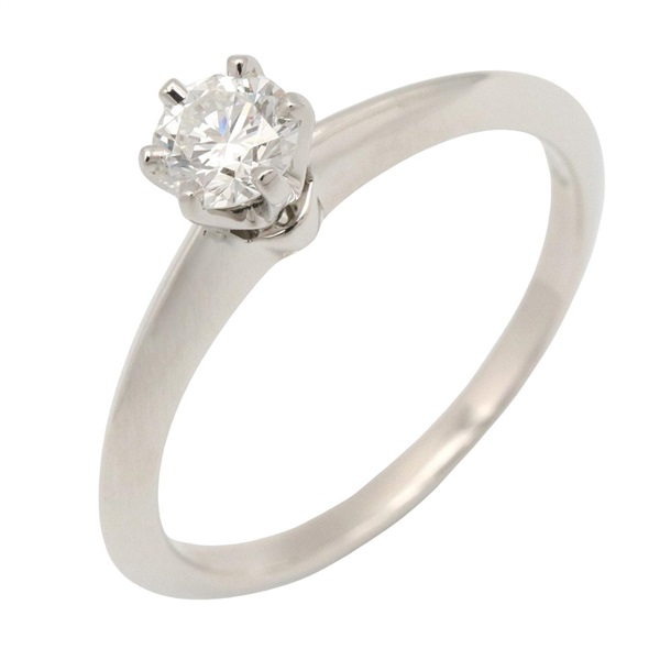 TIFFANY＆CO Solitaire Ring Diamond Pt950 Platinum Clear Used Women US size #6