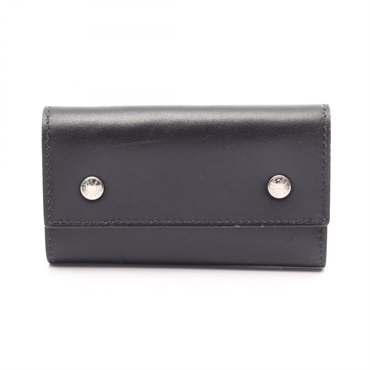 HERMES Sellier Etui 4 Key holder Box calf leather Black Used Women SHW D
