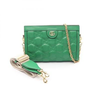 GUCCI GG Matelasse Chain Crossbody Shoulder Bag 702200 leather Green Used Women