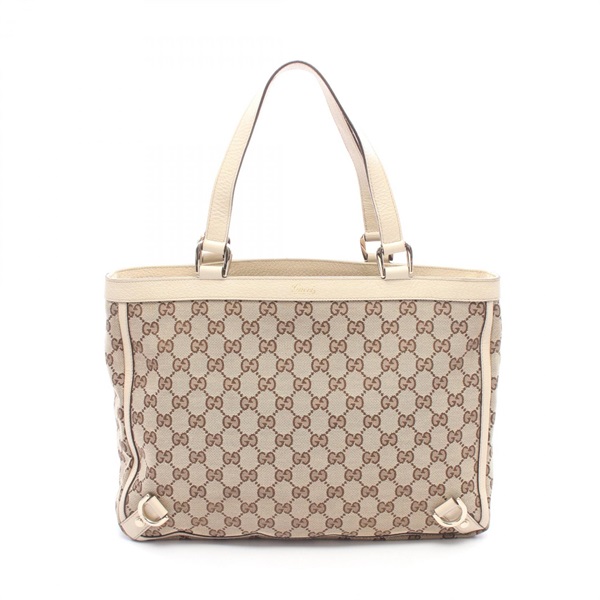 GUCCI Abbey Tote hand Bag 170004 canvas leather Beige Beige Used Women