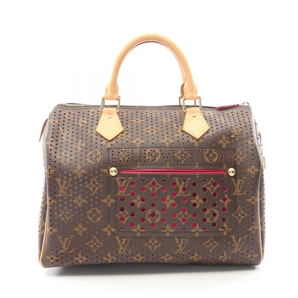 LOUIS VUITTON Speedy 30 Handbag M95180 Monogra Perfo leather Fuschia Used Women