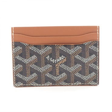 GOYARD Saint-Sulpice Card Case PVC coated canvas leather Black Brown Used Women