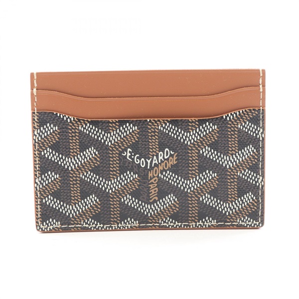 GOYARD Saint-Sulpice Card Case PVC coated canvas leather Black Brown Used Women