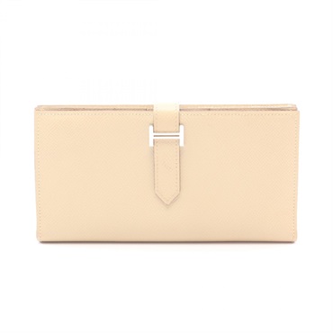 HERMES Bearn Soufflet wallet Epsom leather Beige Parchemin Used Women L SHW