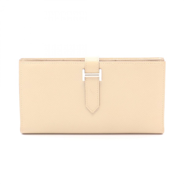 HERMES Bearn Soufflet wallet Epsom leather Beige Parchemin Used Women L SHW