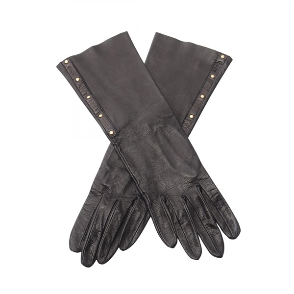 GUCCI Studs Gloves Arm cover leather Black Used Women size 7