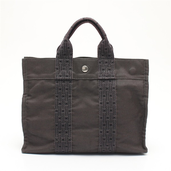 HERMES Herline PM Tote hand Bag canvas Nylon canvas Gray Used Women SHW