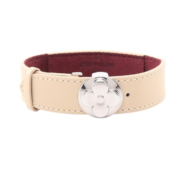 LOUIS VUITTON Good luck Bracelet Vanille Bangle M64445 leather metal Used Women