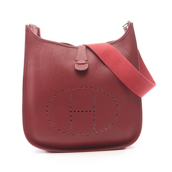 HERMES Evelyne 1 PM Shoulder Bag Clemence leather Bordeaux Used Women D SHW