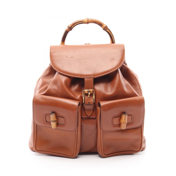 GUCCI Bamboo Rucksack Backpack leather Brown Used Women
