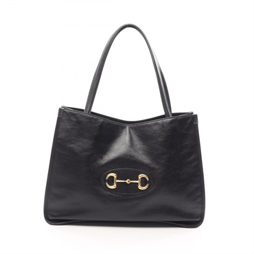 GUCCI Horsebit 1955 Tote Shoulder Bag 623694 leather Black Used Women GG