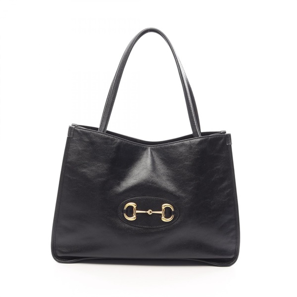 GUCCI Horsebit 1955 Tote Shoulder Bag 623694 leather Black Used Women GG
