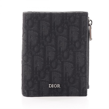 Christian Dior Oblique Bi-fold wallet 2ESBC319YSE_H03E Jacquard leather Black
