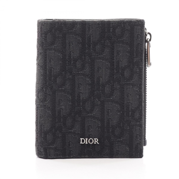 Christian Dior Oblique Bi-fold wallet 2ESBC319YSE_H03E Jacquard leather Black