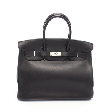 HERMES Birkin 35 Handbag Evercalf Calfskin leather Black SHW Used Women J
