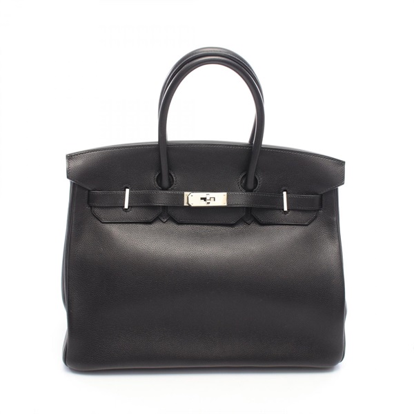 HERMES Birkin 35 Handbag Evercalf Calfskin leather Black SHW Used Women J