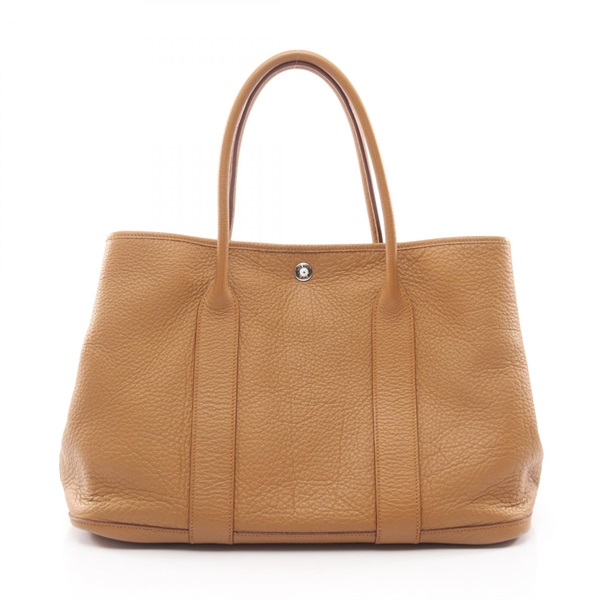 HERMES Garden Party PM Tote Handbag Fjord leather Natural sable SHW Used Women M