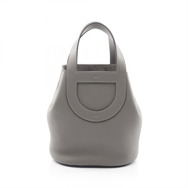 HERMES In the Loop 18 Handbag Clemence Swift leather Gray Grimayer Used U GHW