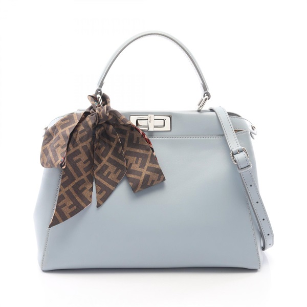 FENDI Peekaboo Regular Shoulder Handbag leather Blue Yellow SHW Used Women