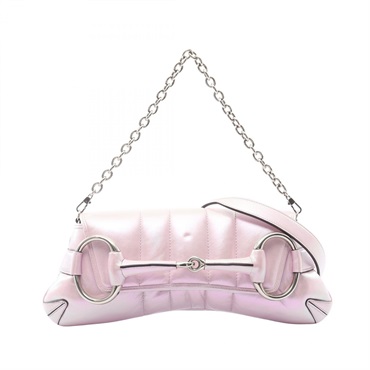 GUCCI Horsebit Chain Shoulder Handbag 764339 leather Pink SHW Used Women