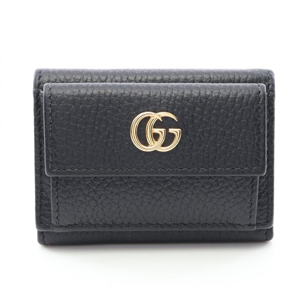 GUCCI Petit Marmont Tri-fold compact purse wallet 523277 leather BK Used Women