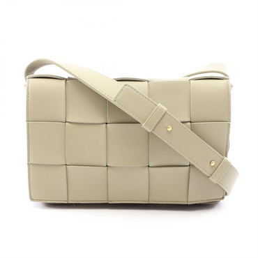 BOTTEGA VENETA Cassette Maxi Intrecciato Shoulder crossbody Bag leather Khaki