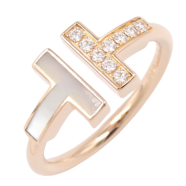 TIFFANY＆CO T-Wire Diamond Mother of Pearl Ring 18KRG Gold Used Women US #5.25