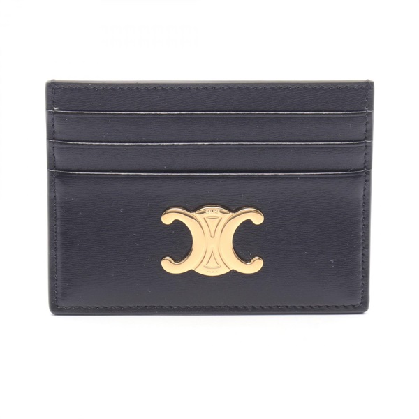 CELINE Triomphe Card Case holder 10L833DPV.38NO leather Black Used Women