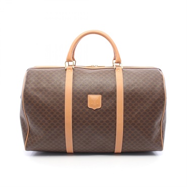 CELINE Macadam Hand Bag PVC coated canvas leather Brown Used unisex