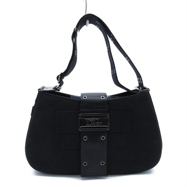 Dior Shoulder Bag Hand canvas leather Black Used Women