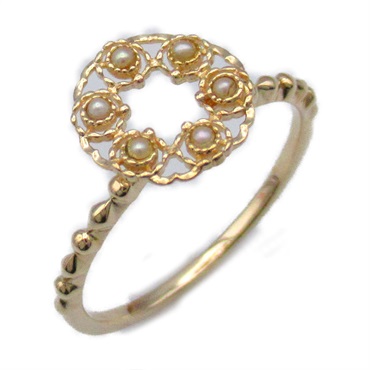 NOJESS Pearl Ring 10KYG yellow gold Used women US size 6.8