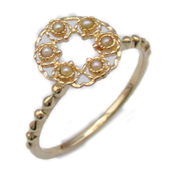 NOJESS Pearl Ring 10KYG yellow gold Used women US size 6.8