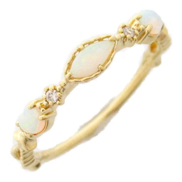 agete gemstone colored stone diamond Ring 14KYG yellow gold US size 5 Used