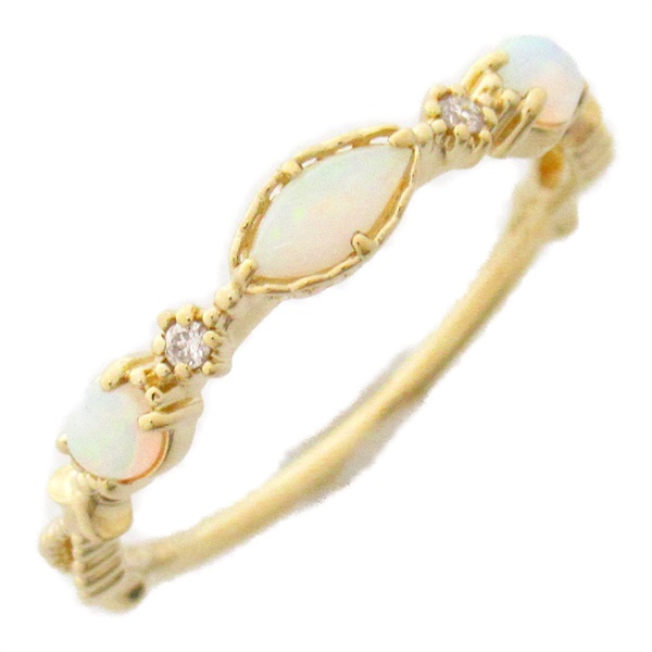 agete gemstone colored stone diamond Ring 14KYG yellow gold US size 5 Used