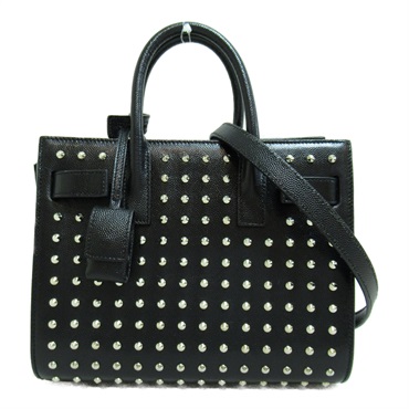 SAINT LAURENT sac de jour 2way Handbag shoulder leather Studs Black Used Women