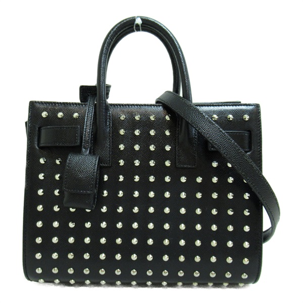 SAINT LAURENT sac de jour 2way Handbag shoulder leather Studs Black Used Women