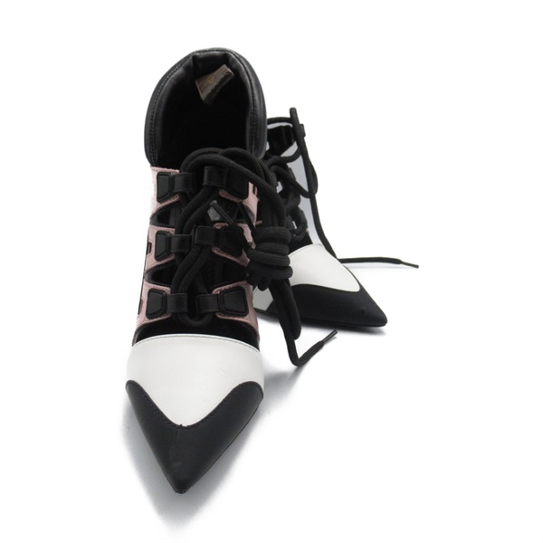 LOUIS VUITTON pumps heel shoes leather Black Pink white Used Women size 36 1/2