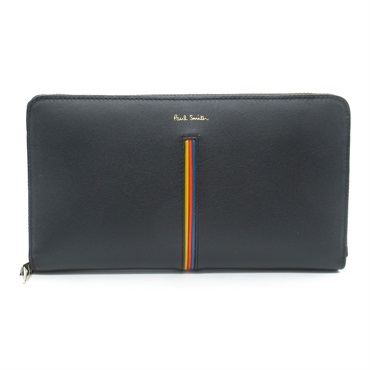 Paul Smith Round long wallet 477879 Q leather Black NEW unisex