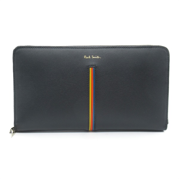 Paul Smith Round long wallet 477879 Q leather Black NEW unisex