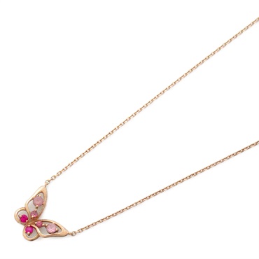 STAR JEWELRY Butterfly colored stone Necklace 10KPG Rose gold Pink Used women
