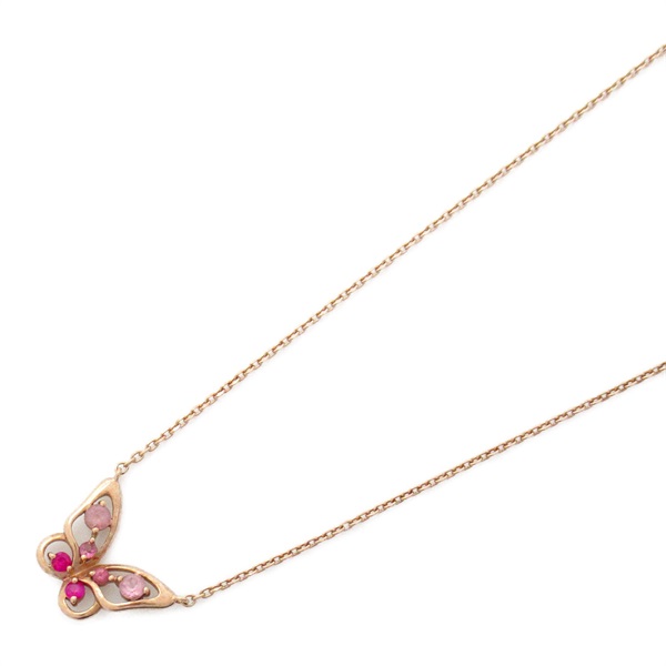 STAR JEWELRY Butterfly colored stone Necklace 10KPG Rose gold Pink Used women