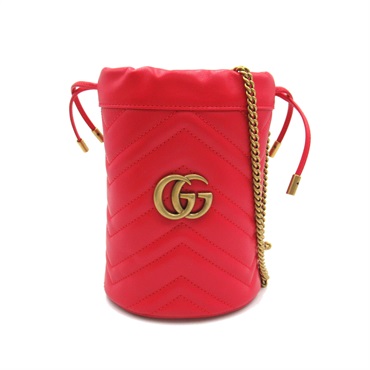 GUCCI GG Marmont Mini Bucket Shoulder Bag 575163DTDHT6832 leather Red NEW GHW