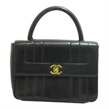 CHANEL mademoiselle line Handbag Lamb sheep leather Black Used Women GHW CC Coco