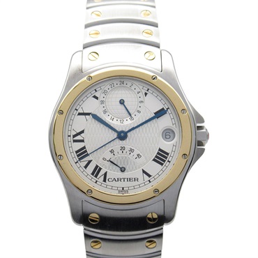 CARTIER Santos Rondo GMT Wrist Watch W2038R3 Automatic 18KYG SS Used Women