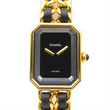 CHANEL Premiere L Wrist Watch H0001 Quartz Gold Plated Leather Used Women CC
