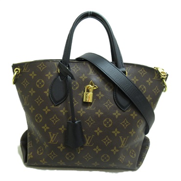 LOUIS VUITTON Flower zip tote MM Shoulder Bag M44347 Monogram canvas Brown Noir