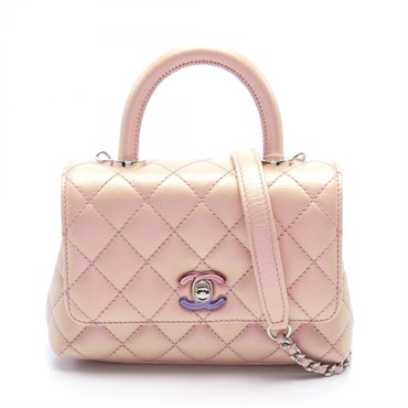 CHANEL Coco top Handle XXS Hand crossbody shoulder bag AS2215 Caviar skin Pink