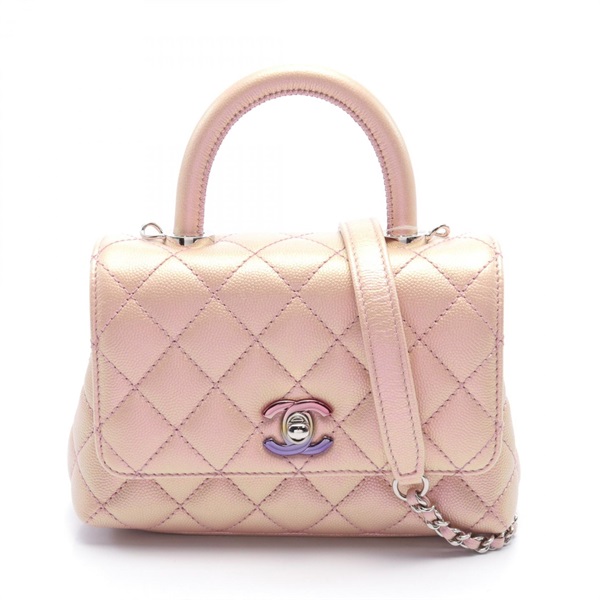 CHANEL Coco top Handle XXS Hand crossbody shoulder bag AS2215 Caviar skin Pink