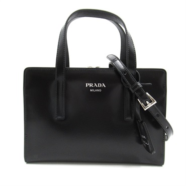 PRADA 2way Shoulder Hand Bag 1BA357ZO6F0002 leather Black Used Women